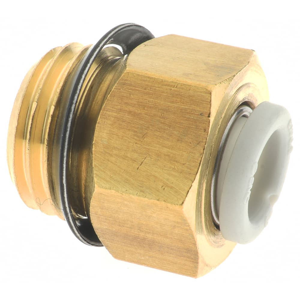 SMC PNEUMATICS 6mm OD, 1/4 Universal, Brass/Polybutylene PushtoConnect Male Connector