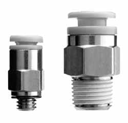 SMC PNEUMATICS 12mm OD, 1/4 Universal, Brass/Polybutylene PushtoConnect Male Connector