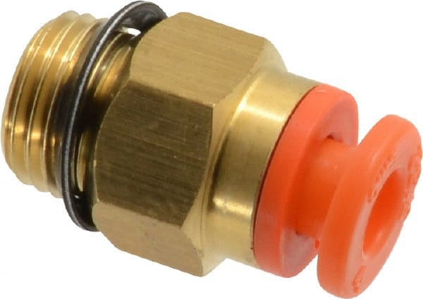 SMC PNEUMATICS 5/32 OD, 1/8 Universal, Brass/Polybutylene PushtoConnect Male Connector