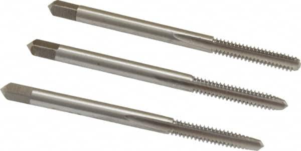 MSC INDUSTRIAL #632 UNC, 3 Flute, Bottoming, Plug & Taper, Bright Finish, High Speed Steel Tap Set