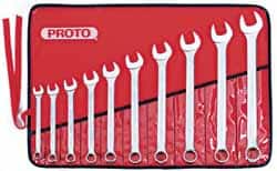 PROTO 10 Pc, 7/16 1, Combination Wrench Set