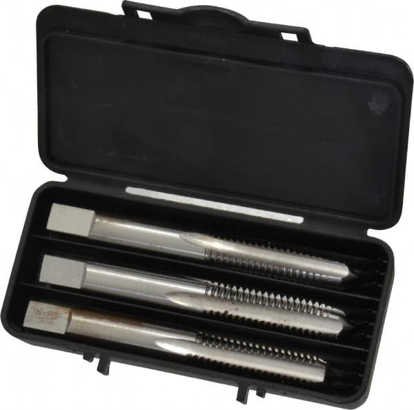 MSC INDUSTRIAL 3/816 UNC, 4 Flute, Bottoming, Plug & Taper, Bright Finish, High Speed Steel Tap Set