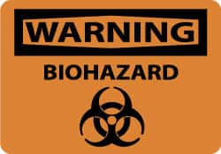 NMC Warning Biohazard, 10 Long x 14 Wide, PressureSensitive Vinyl Safety Sign