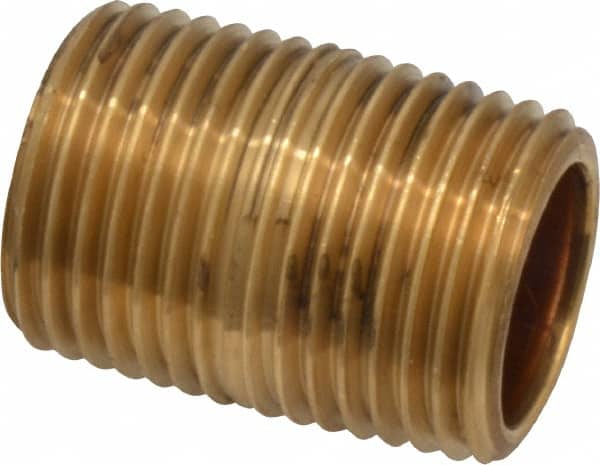 MERIT BRASS 11/8 Long, 1/2 Pipe Threaded Brass Pipe Nipple