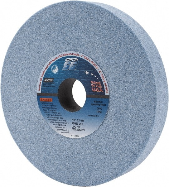 NORTON 7 Diam x 11/4 Hole x 1 Thick, J Hardness, 60 Grit Surface Grinding Wheel