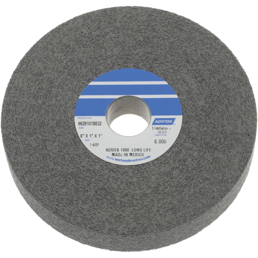 NORTON 6 Diam, 1 Face Width, 1 Center Hole, Fine Grade, Silicon Carbide Deburring Wheel