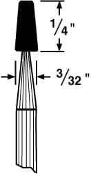 GRIER ABRASIVES 1/8 Head Diam x 1/4 Thickness, B96, Flat Cone End, Aluminum Oxide Mounted Point