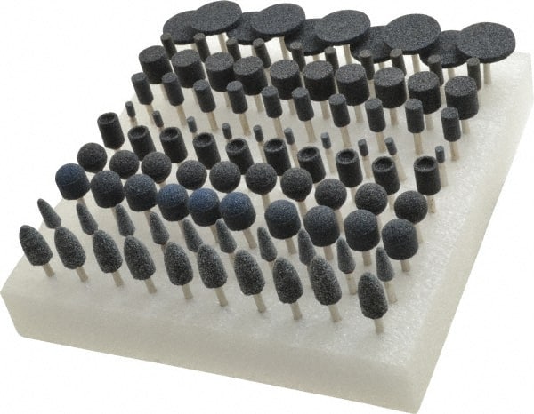 GRIER ABRASIVES 100 Piece Aluminum Oxide Vitrified Mounted Stone Abrasive Point Set