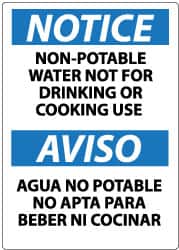 NMC Notice NonPotable Water Not for Drinking or Cooking Use, 14 Long x 10 Wide, Rigid Plastic Safety Sign