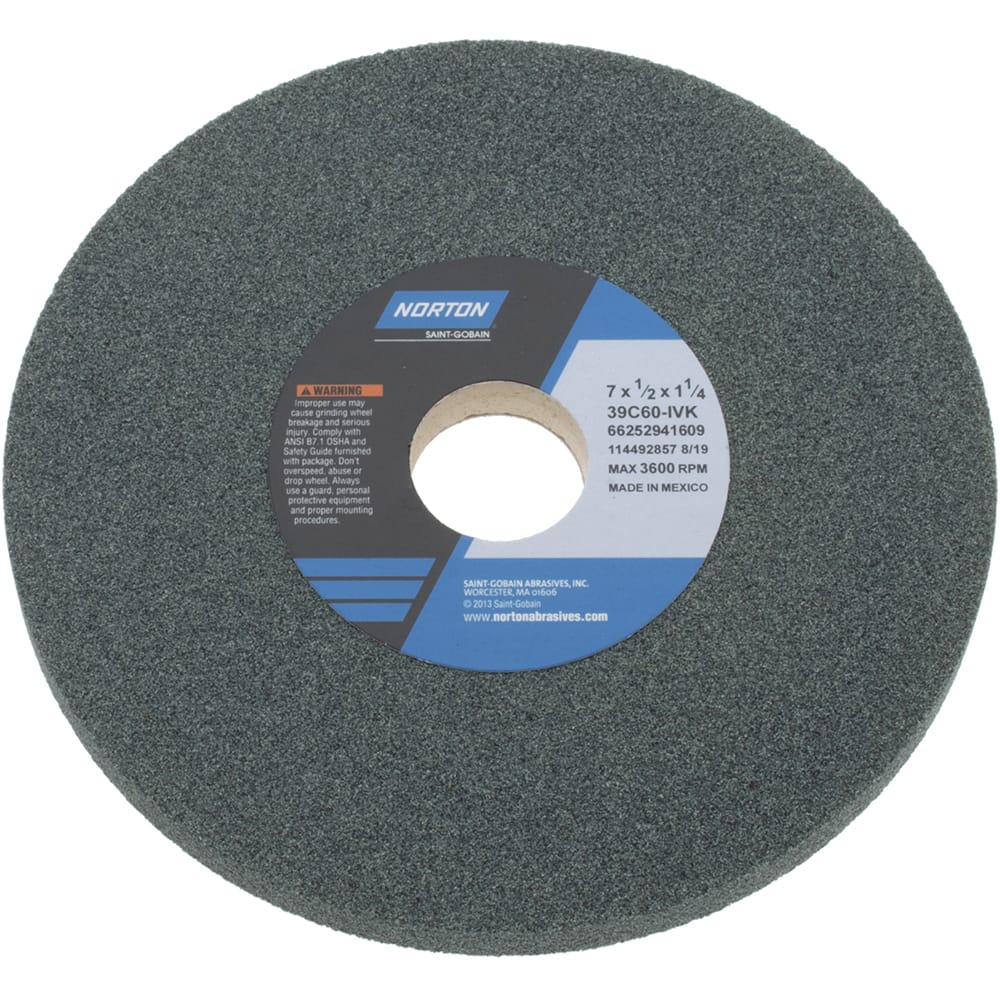 NORTON 7 Diam x 11/4 Hole x 1/2 Thick, I Hardness, 60 Grit Surface Grinding Wheel