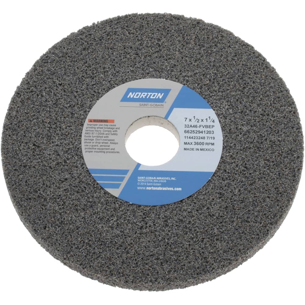 NORTON 7 Diam x 11/4 Hole x 1/2 Thick, F Hardness, 46 Grit Surface Grinding Wheel