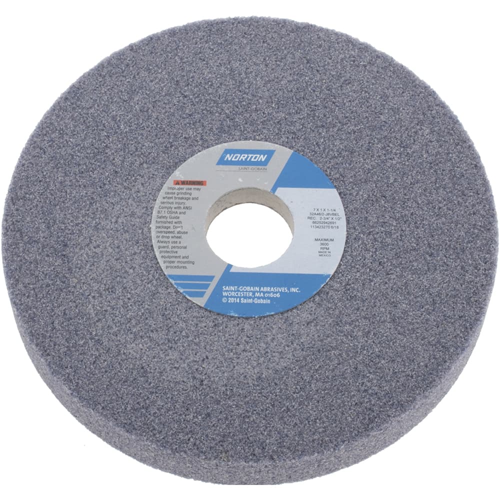 NORTON 7 Diam x 11/4 Hole x 1 Thick, I Hardness, 46 Grit Surface Grinding Wheel