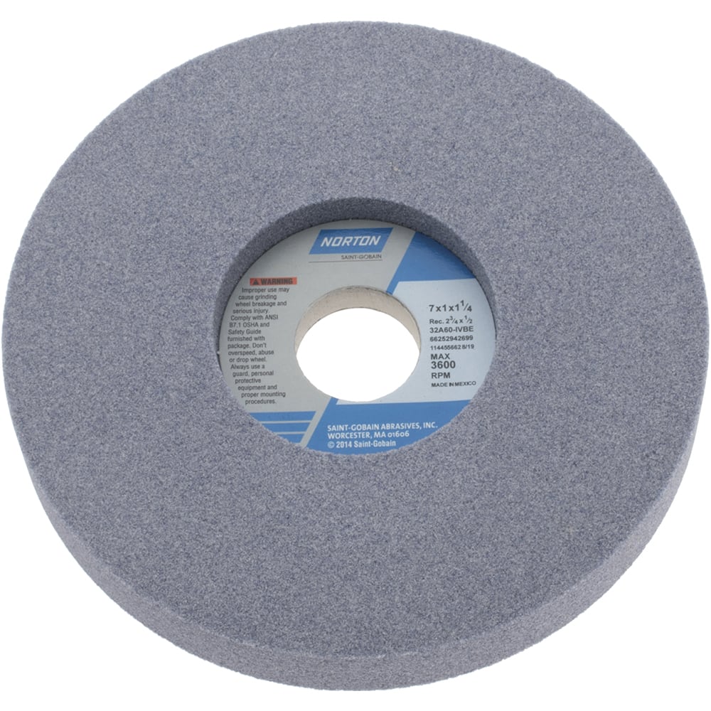 NORTON 7 Diam x 11/4 Hole x 1 Thick, I Hardness, 60 Grit Surface Grinding Wheel