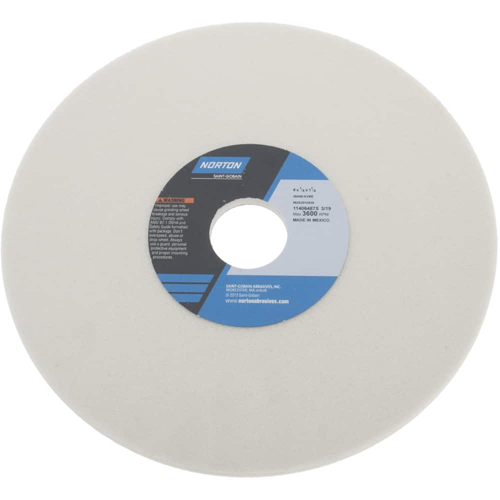 NORTON 8 Diam x 11/4 Hole x 1/4 Thick, K Hardness, 60 Grit Surface Grinding Wheel