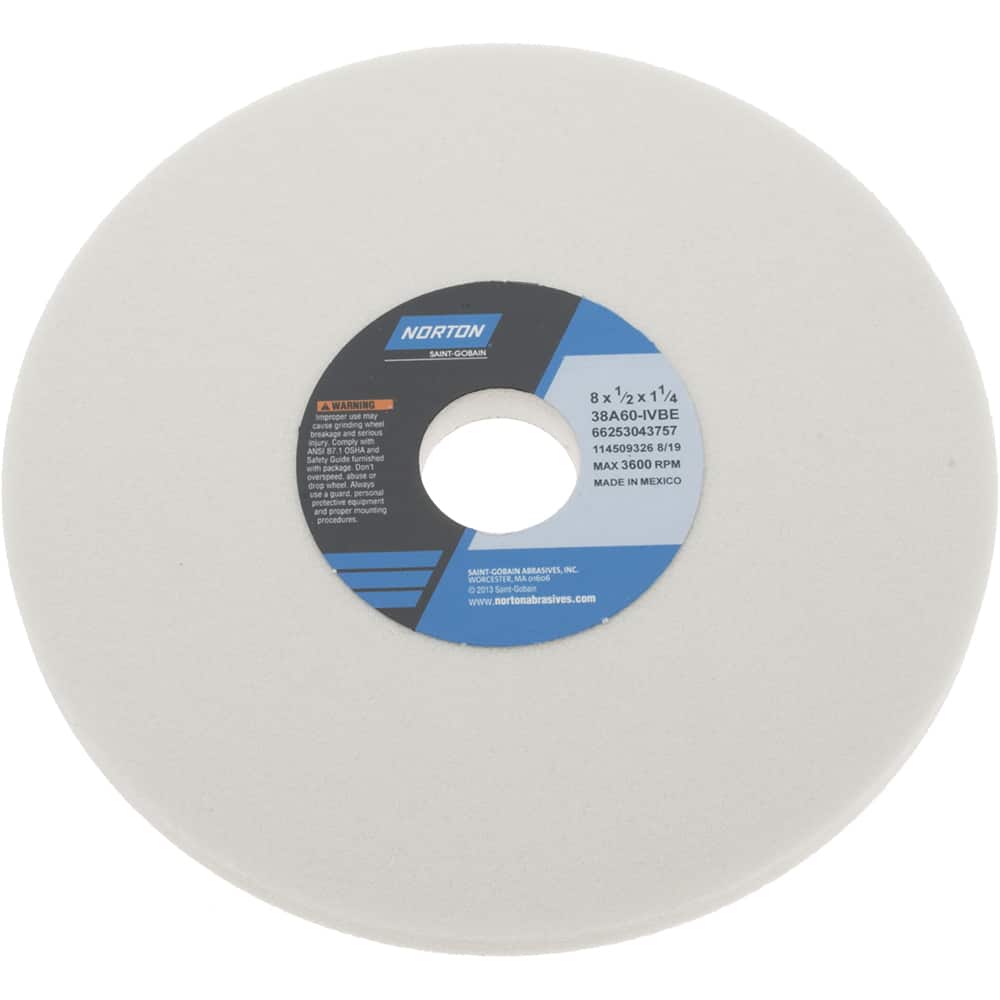 NORTON 8 Diam x 11/4 Hole x 1/2 Thick, I Hardness, 60 Grit Surface Grinding Wheel