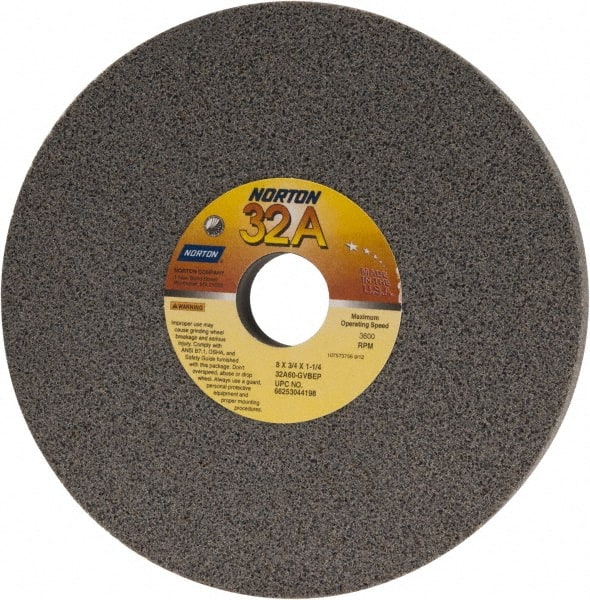 NORTON 8 Diam x 11/4 Hole x 3/4 Thick, G Hardness, 60 Grit Surface Grinding Wheel