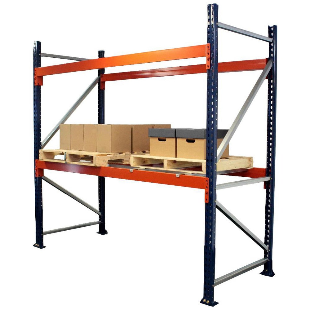 INTERLAKE MECALUX Pallet Racks; Rack Type: Pallet Rack Starter Unit ; Pallet Rack Construction: Teardrop ; Load Capacity (Lb. 3 Decimals): 20867 ; Number Of Shelves: 2 ; Material: Steel ; Color: Blue; Orange