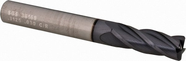 SGS 5/16 Diam 4 Flute Solid Carbide 0.03 Corner Radius End Mill