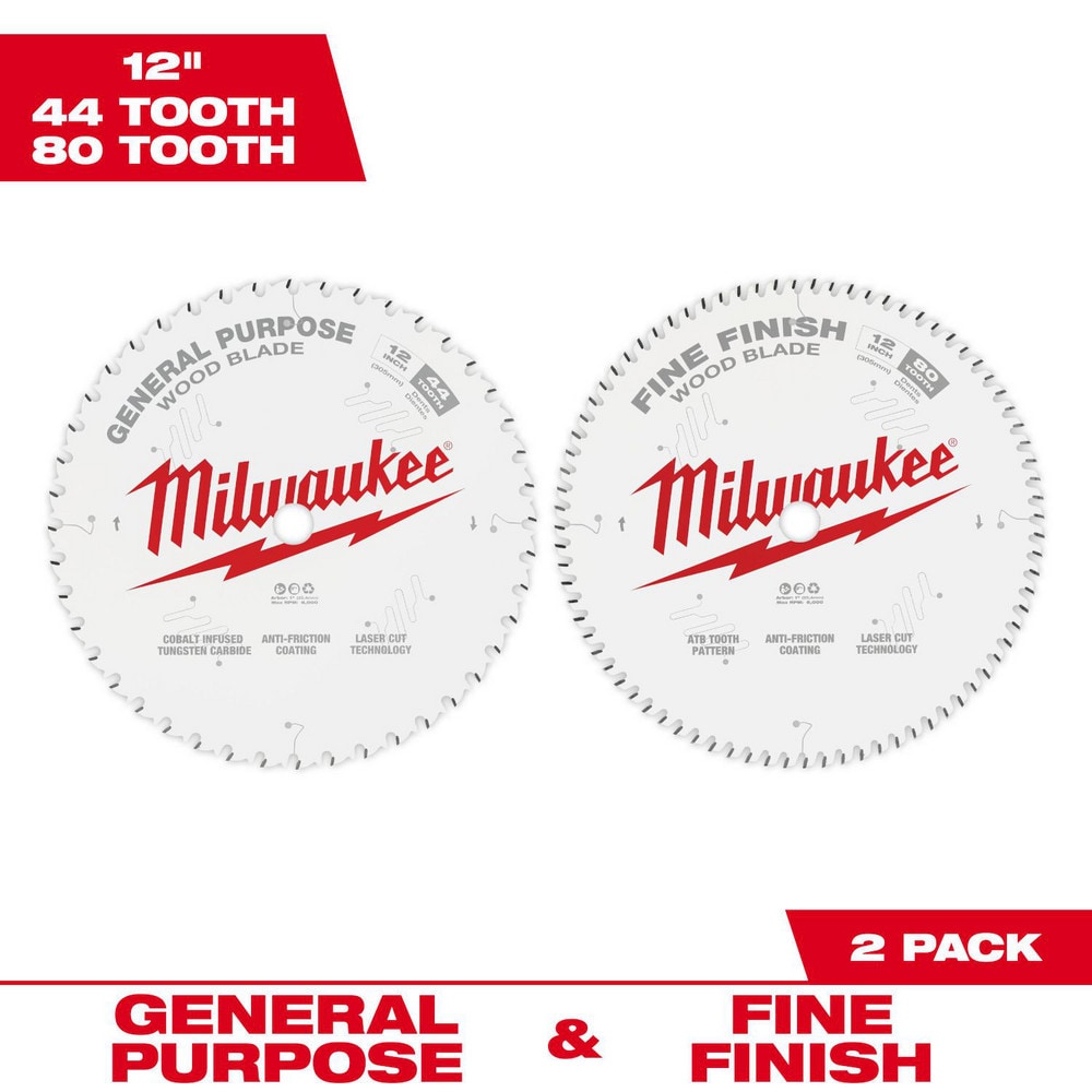 MILWAUKEE TOOL Wet & DryCut Saw Blades; Blade Diameter (Inch): 12 ; Blade Material: Steel ; Blade Thickness (Decimal Inch): 0.1180 ; Arbor Hole Diameter (Inch): 1 ; Number of Teeth: 40 ; Arbor Style: Round