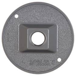COOPER CROUSE-HINDS 1 Outlet, 1/2 Hole Diam, Powder Coat Finish, Round Noncorrosive Weatherproof Box Cover