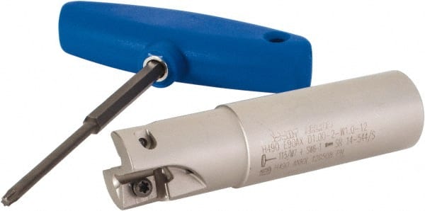 ISCAR 1 Cut Diam, 0.472 Max Depth, 1 Shank Diam, Weldon Shank, 4 OAL, Indexable SquareShoulder End Mill