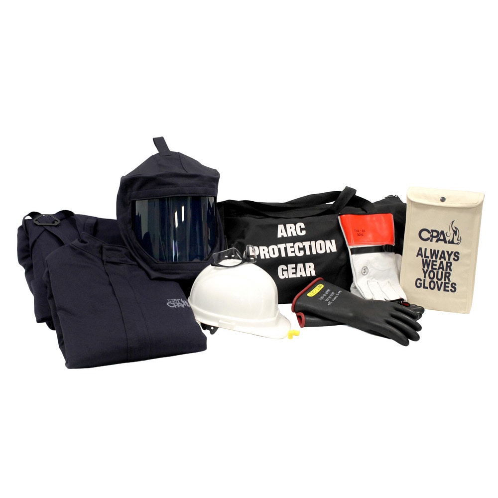CHICAGO PROTECTIVE APPAREL Arc Flash Clothing Kits; Protection Type: Arc Flash ; Garment Type: Bib Overalls; Hoods; Jacket ; Maximum Arc Flash Protection (cal/Sq. cm): 32.00 ; Size: 2XLarge ; Glove Type: Electrical Protection Gloves