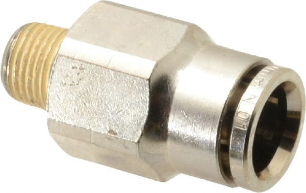 NORGREN 10mm Outside Diam, 1/8 BSPT, Nickel Plated Brass PushtoConnect Tube Male Connector