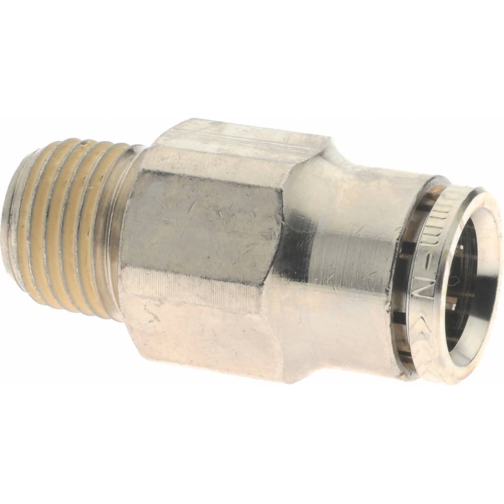 NORGREN 10mm Outside Diam, 1/4 BSPT, Nickel Plated Brass PushtoConnect Tube Male Connector