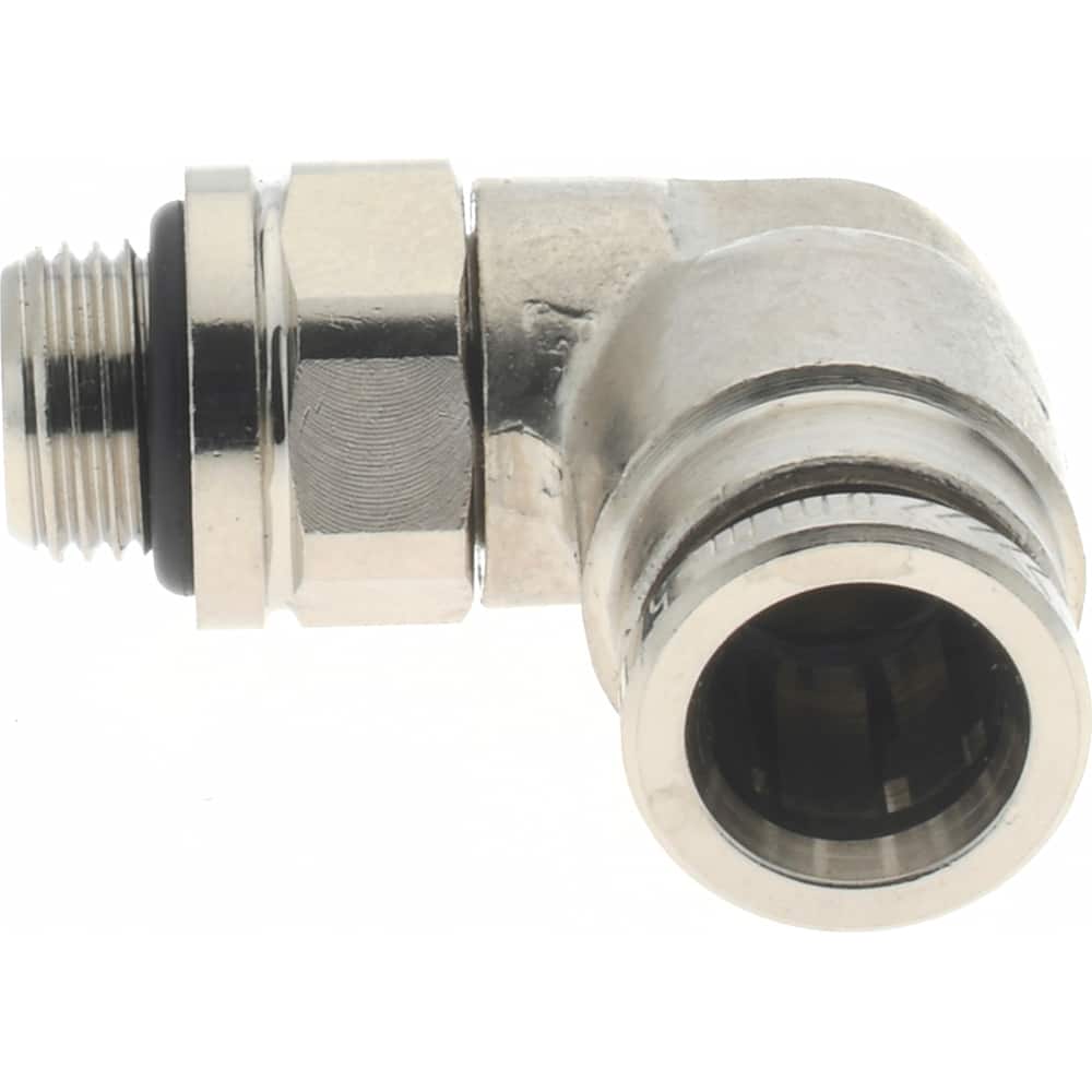 NORGREN 8mm Outside Diam, 1/8 BSPP, Nickel Plated Brass PushtoConnect Tube Male Swivel Elbow