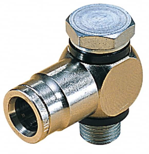 NORGREN 5mm Outside Diam, 1/8 BSPP, Nickel Plated Brass PushtoConnect Tube Male Swivel Banjo Elbow