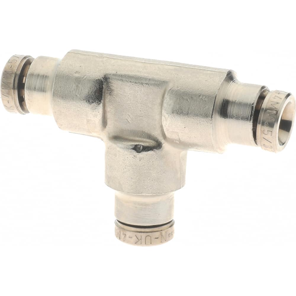 NORGREN 4mm Outside Diam, Nickel Plated Brass PushtoConnect Tube Union Tee