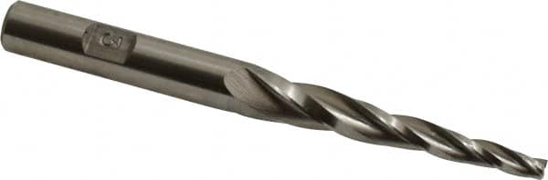 MSC 3&deg; 5/32 Small End Diam, 2 LOC, 3 Flute High Speed Steel Tapered Square End Mill