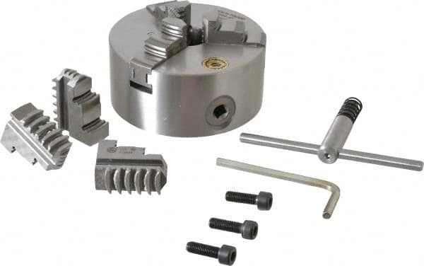 BISON 3 Jaws, 5 Diam, Self Centering Manual Lathe Chuck