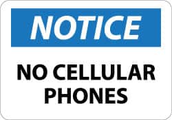 NMC Notice No Cellular Phones, 10 Long x 14 Wide, PressureSensitive Vinyl Safety Sign
