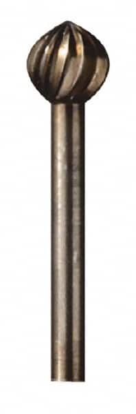 DREMEL 5/16 Cut Diam, 1/8 Shank Diam, High Speed Steel Single Cut Ball Burr
