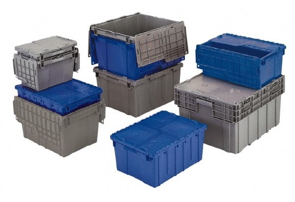 ORBIS 0.7 Cu Ft, 70 Lb Load Capacity Blue Polyethylene AttachedLid Container