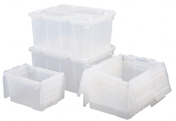 ORBIS 0.6 Cu Ft, 70 Lb Load Capacity Clear Polypropylene AttachedLid Container