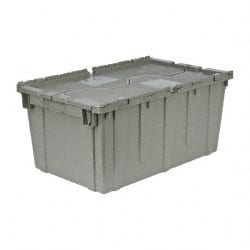 QUANTUM STORAGE 2.5 Cu Ft, 100 Lb Load Capacity Gray Polyethylene AttachedLid Container