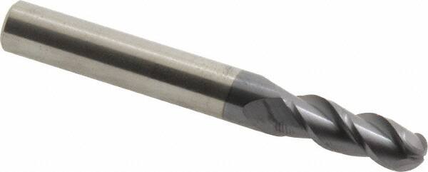 ACCUPRO 9/32 Diam, 3/4 LOC, 3 Flute Solid Carbide Ball End Mill