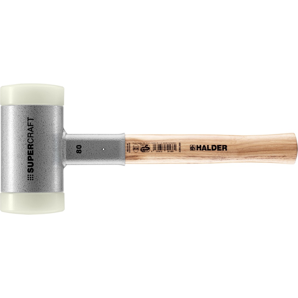 HALDER Dead Blow Hammers; Head Weight (Lb): 7 ; Head Weight Range: 3.0 to 5.9 Lb ; Head Material: Nylon ; Overall Length Range: 12 to 17.9 in ; Face Diameter Range: 3 in & Longer ; Handle Material: Hickory
