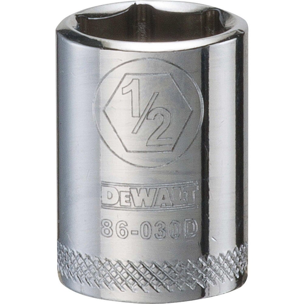 DEWALT Hand Sockets; Socket Type: Standard ; Drive Size: 1/4in (Inch); Socket Size (Inch): 1/2 ; Drive Style: Hex ; Overall Length (Inch): 31/32 ; Material: Steel