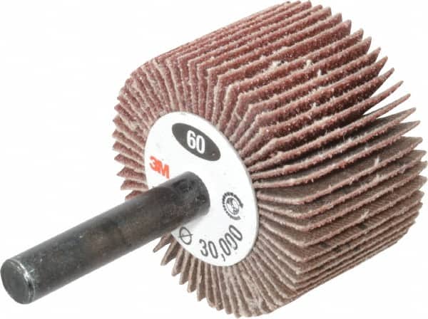 3M MMM 11/2 Diam x 1 Face Width, Medium Aluminum Oxide Coated Mounted Flap Wheel