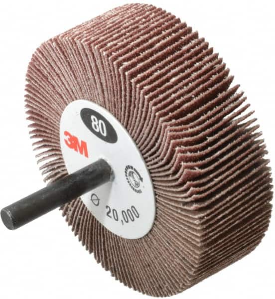 3M MMM 3 Diam x 1 Face Width, Medium Aluminum Oxide Coated Mounted Flap Wheel