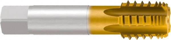 EMUGE 1/827 NPTF, 3 Flutes, TiN Coated, Cobalt, Interrupted Thread Pipe Tap