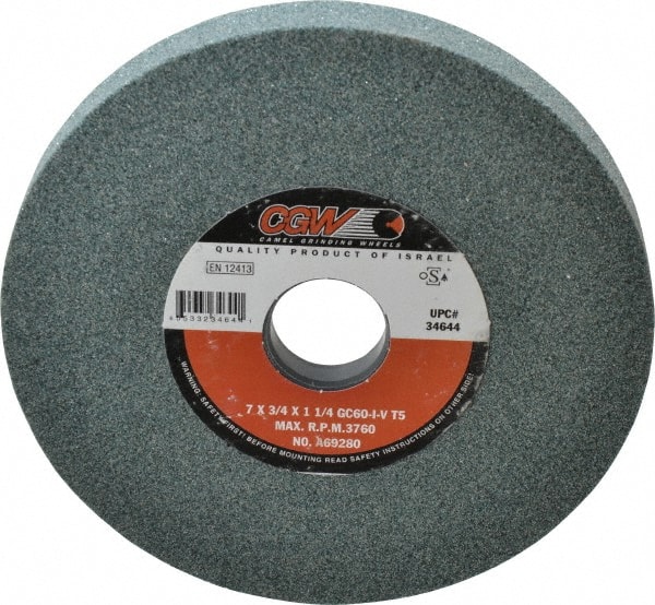 CGW ABRASIVES 7 Diam x 11/4 Hole x 3/4 Thick, I Hardness, 60 Grit Surface Grinding Wheel