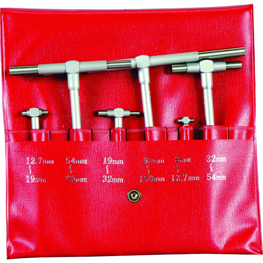 MITUTOYO Telescoping Gage Sets; Minimum Measurement (mm): 8 ; Maximum Measurement: 150.00 ; Material: Steel ; Includes: 6 Telescoping Gages ; Number Of Pieces: 6 ; Minimum Overall Length (Inch): 1