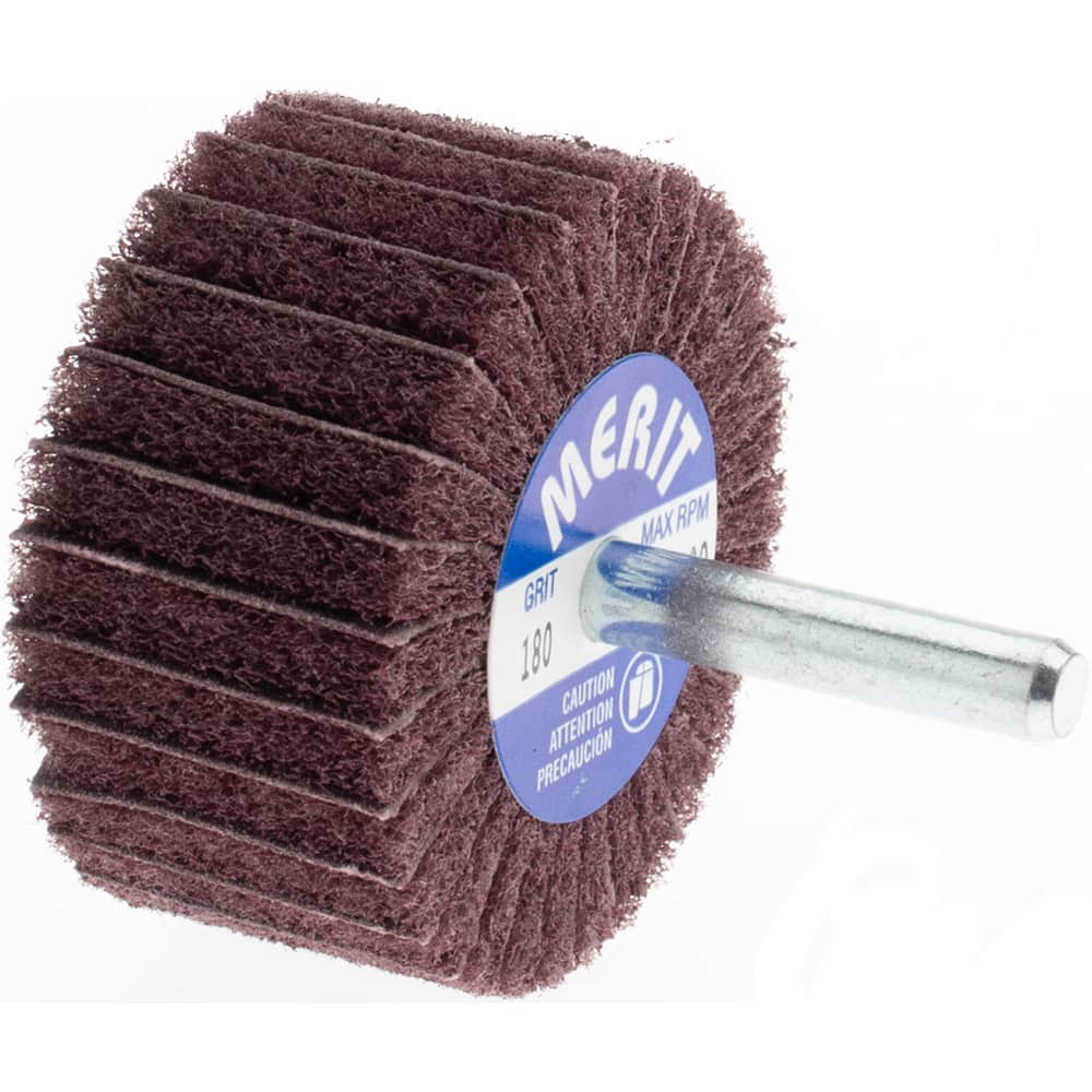 MERIT ABRASIVES 2 Diam x 1 Face Width, Very Fine Aluminum Oxide Nonwoven & Coated Mounted Flap Wheel