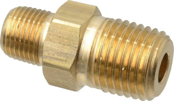 EATON 1/4 x 1/8 Male Thread, Brass Industrial Pipe Hex Nipple