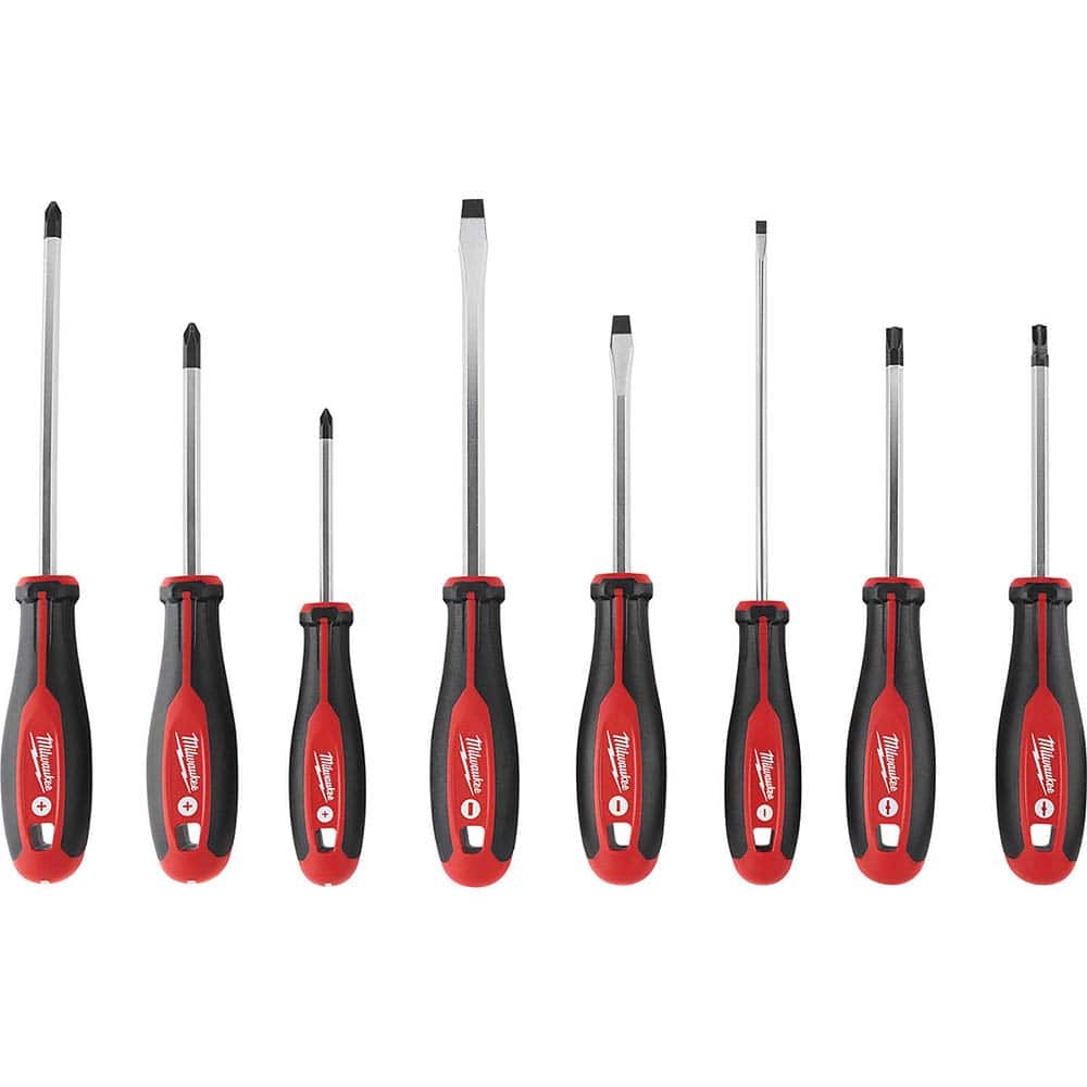 MILWAUKEE TOOL Screwdriver Sets; Screwdriver Types Included: Square; Slotted; Philips ; Number of Pieces: 5.000 ; Phillips Size Range: #1 #2 ; Width Range: 1/4 5/16 ; Slotted: Yes ; Phillips: Yes
