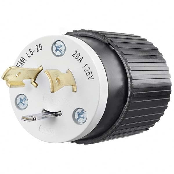 BRYANT ELECTRIC Twist Lock Plugs & Connectors; Connector Type: Plug ; Grade: Industrial ; NEMA Configuration: L520P ; Amperage: 20 ; Voltage: 125 V ; Number of Poles: 2